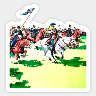 Horses in Battle Western Cowboy Retro Comic Sticker